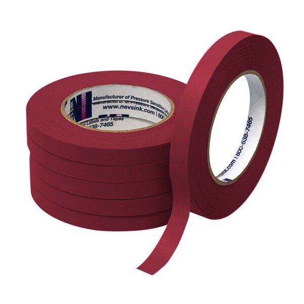 1/2 wide x 60yd Maroon Labeling Tape, PK6
